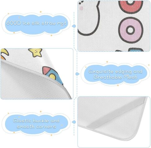 Good Night Cartoon Colorful rocketing Cooling Baby Crib Mattress Topper 28" x 52" Washable Pads for Bed Washable for Kids, Adult in Kuwait