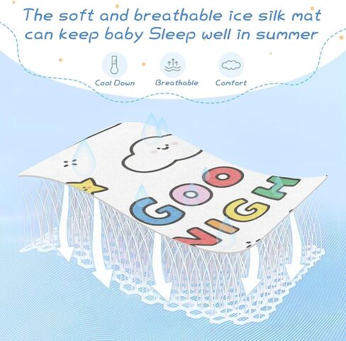 Good Night Cartoon Colorful rocketing Cooling Baby Crib Mattress Topper 28" x 52" Washable Pads for Bed Washable for Kids, Adult in Kuwait