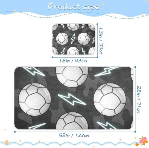 Football Black White Cooling Baby Washable Mattress 28" x 52" Ultra Soft Mattress Protector pad for Baby&Toddler in Kuwait