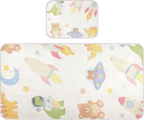 Cartoon Cute Dinosaur rocketing Cooling Baby Bed Mattress 28" x 52" Ultra Soft Crib Padding for Sides for Baby&Toddler in Kuwait