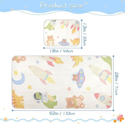 Cartoon Cute Dinosaur rocketing Cooling Baby Bed Mattress 28" x 52" Ultra Soft Crib Padding for Sides for Baby&Toddler in Kuwait