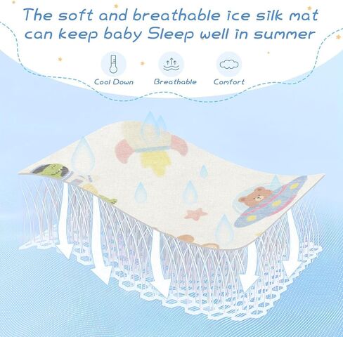 Cartoon Cute Dinosaur rocketing Cooling Baby Bed Mattress 28" x 52" Ultra Soft Crib Padding for Sides for Baby&Toddler in Kuwait