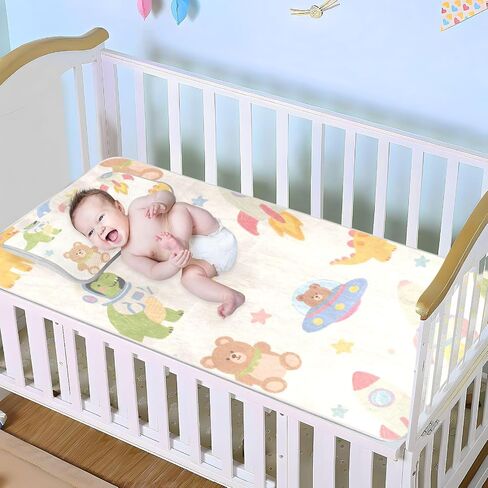 Cartoon Cute Dinosaur rocketing Cooling Baby Bed Mattress 28" x 52" Ultra Soft Crib Padding for Sides for Baby&Toddler in Kuwait