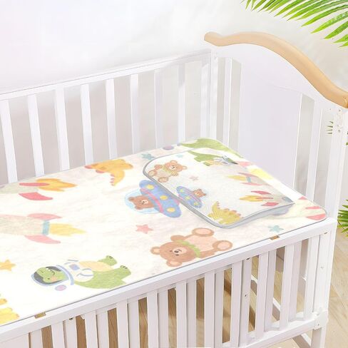 Cartoon Cute Dinosaur rocketing Cooling Baby Bed Mattress 28" x 52" Ultra Soft Crib Padding for Sides for Baby&Toddler in Kuwait