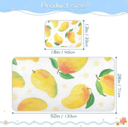 Yellow Mangoes Cooling Baby Mattress Cover 28" x 52" Reusable Mattress pad Cover for Baby&Toddler in Kuwait