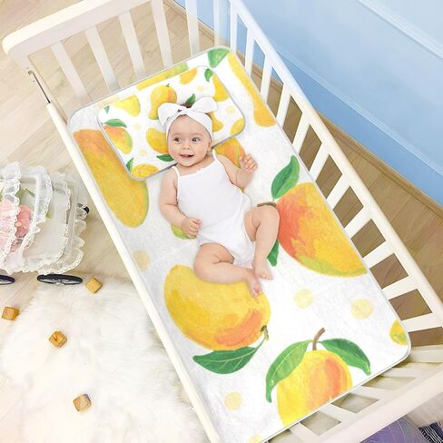 Yellow Mangoes Cooling Baby Mattress Cover 28" x 52" Reusable Mattress pad Cover for Baby&Toddler in Kuwait