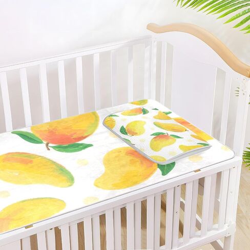 Yellow Mangoes Cooling Baby Mattress Cover 28" x 52" Reusable Mattress pad Cover for Baby&Toddler in Kuwait