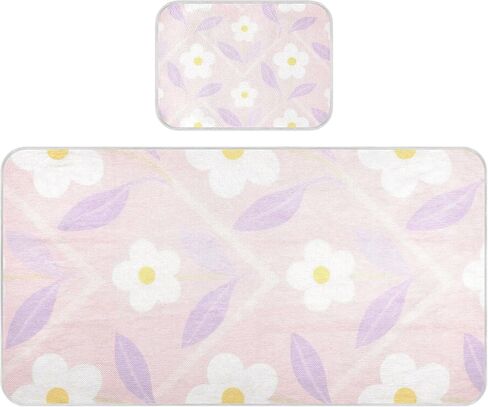 Light Pink White Flower Cooling Baby Mattress pad Cover 28" x 52" Absorbent Bed Pads for Kids for Baby&Toddler in Kuwait