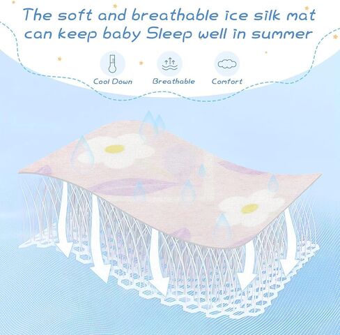 Light Pink White Flower Cooling Baby Mattress pad Cover 28" x 52" Absorbent Bed Pads for Kids for Baby&Toddler in Kuwait