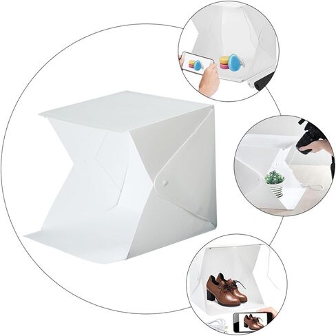 Artibetter 20cm Small LED Light Box Portable Folding Photography Softbox Tent with 4 Color Backdrops Mini Shooting Tent for Product and Jewelry Photography in Kuwait