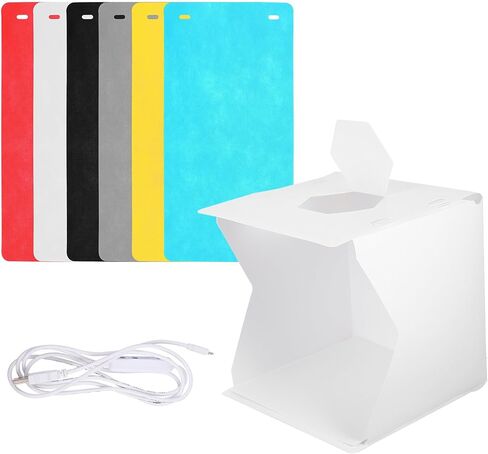 ULTECHNOVO 20cm LED Photography Light Box Mini Photo Studio Shooting Tent Portable Folding Photo Box with Backdrops for Jewelry Static Objects in Kuwait