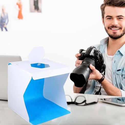 ULTECHNOVO 20cm LED Photography Light Box Mini Photo Studio Shooting Tent Portable Folding Photo Box with Backdrops for Jewelry Static Objects in Kuwait