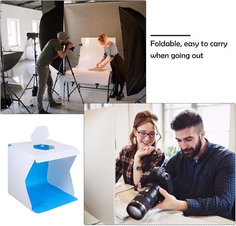 ULTECHNOVO 20cm LED Photography Light Box Mini Photo Studio Shooting Tent Portable Folding Photo Box with Backdrops for Jewelry Static Objects in Kuwait