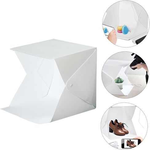 Angoily Portable Mini Photo Box Light Tent with 20cm LED Softbox, Folding Photography Light Cube Kit with 4 Color Backdrops for Product Shooting and Small Object Photography in Kuwait