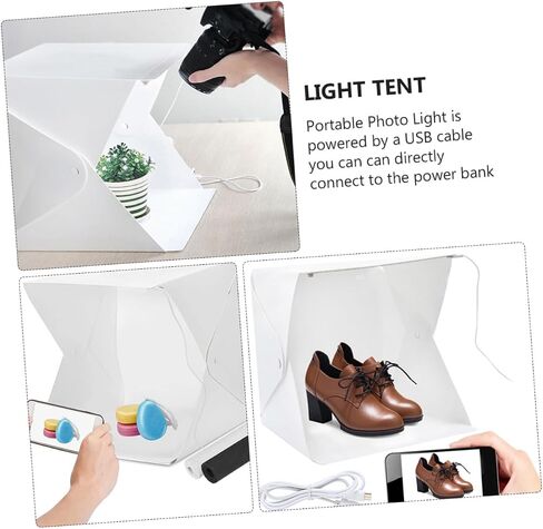 Angoily Portable Mini Photo Box Light Tent with 20cm LED Softbox, Folding Photography Light Cube Kit with 4 Color Backdrops for Product Shooting and Small Object Photography in Kuwait