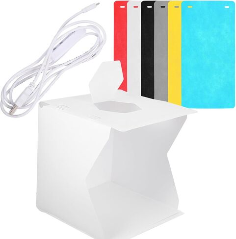 20cm LED Mini Photography Lightbox Tent with Folding Design, Portable Photo Studio Kit for Jewelry and Small Product Shooting, Soft LED Lighting with Backdrops for Indoor Use in Kuwait