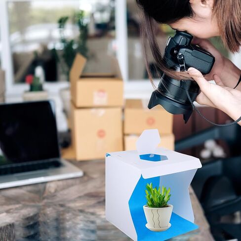 20cm LED Mini Photography Lightbox Tent with Folding Design, Portable Photo Studio Kit for Jewelry and Small Product Shooting, Soft LED Lighting with Backdrops for Indoor Use in Kuwait