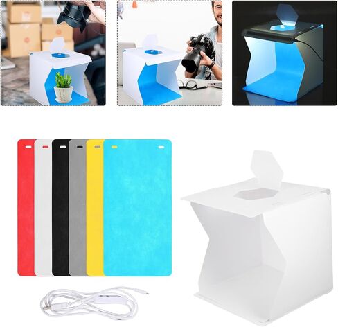 20cm LED Mini Photography Lightbox Tent with Folding Design, Portable Photo Studio Kit for Jewelry and Small Product Shooting, Soft LED Lighting with Backdrops for Indoor Use in Kuwait