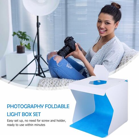 20cm LED Mini Photography Lightbox Tent with Folding Design, Portable Photo Studio Kit for Jewelry and Small Product Shooting, Soft LED Lighting with Backdrops for Indoor Use in Kuwait