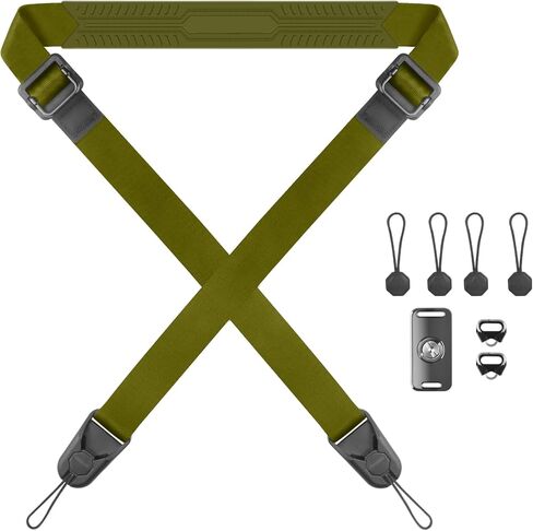 FIEIL Adjustable Camera Strap, Universal Camera Strap with Quick Release and Connection, Comes with Comfortable Silicone Shoulder Pads and Base, Smooth and Sturdy, Strap Width 1''(Fluorescent Green) in Kuwait