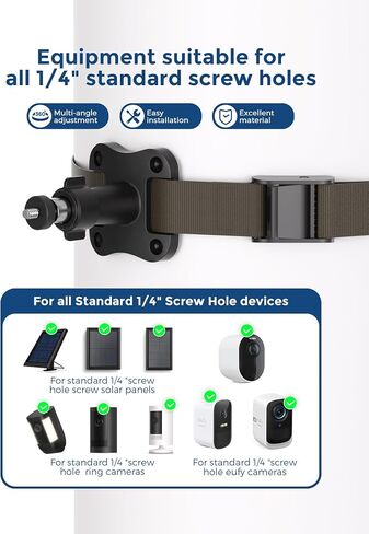 Trail Camera Mount Strap, 60" Heavy Duty Nylon with 360° Adjustable Ball Head, Universal 1/4"-20 Thread for Game Cams & Solar Panels (Reveal, Moultrie, Spypoint) in Kuwait