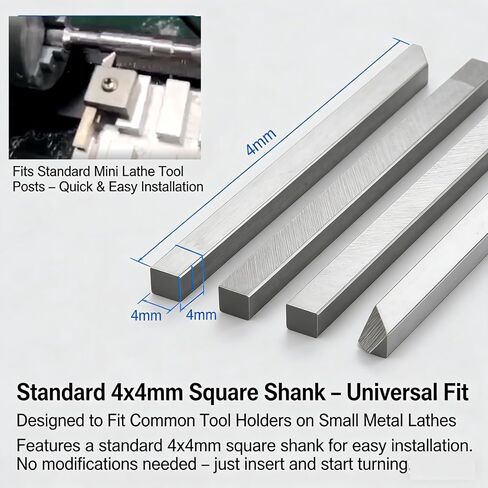 5 Pcs 4x4mm Alloy Steel Lathe Cutters, AcmeFlare Metal Turning Tool Set for Mini Lathe Metal Miniature, High Hardness Wear-Resistant in Kuwait