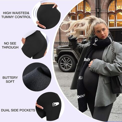 GROTEEN 3 Pack Maternity Capri Leggings with Pockets Over Belly Yoga Pants | Yoga Pants, Workout, Casual, Work, Clothes, Outfits, Sets, Sweatpants, Super Soft, Tights, Pregnancy Must Haves, Essentials in Kuwait