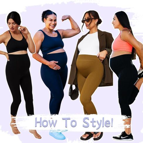 GROTEEN 3 Pack Maternity Capri Leggings with Pockets Over Belly Yoga Pants | Yoga Pants, Workout, Casual, Work, Clothes, Outfits, Sets, Sweatpants, Super Soft, Tights, Pregnancy Must Haves, Essentials in Kuwait