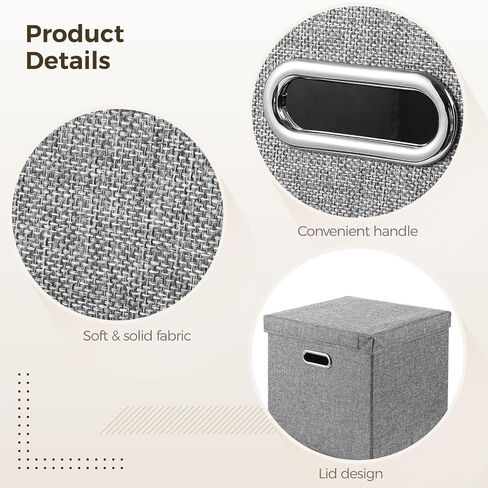 2 PCS Vinyl Record Storage Boxes, 13 x 13 x 13 Inches, Vinyl Record Storage Organizers for 50 Albums, Fabric Storage Boxes with Lids, Records Crate, LP Album Storage Holders for Moving in Kuwait