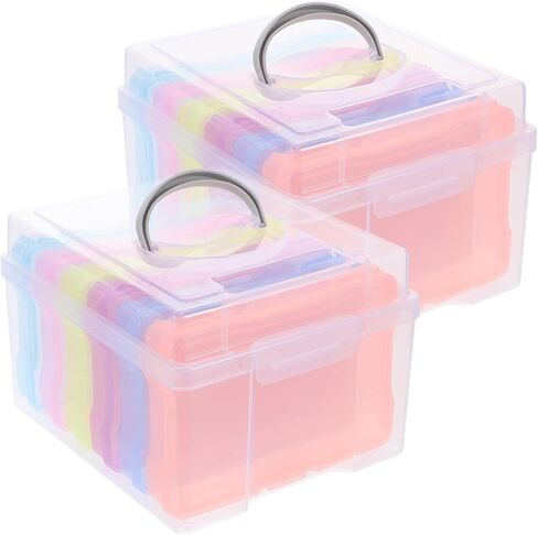 Lurrose 2pcs Plastic Photo Storage Box Organizer for 4x6 Inch Pictures - Photo Organizer Keeper - Seed Storage Transparent Craft Keeper in Kuwait