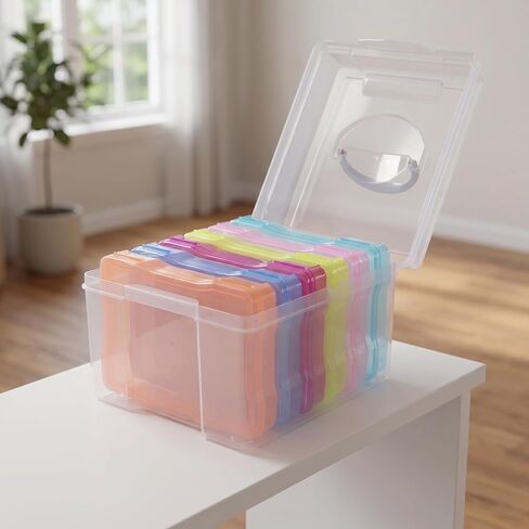 Lurrose 2pcs Plastic Photo Storage Box Organizer for 4x6 Inch Pictures - Photo Organizer Keeper - Seed Storage Transparent Craft Keeper in Kuwait