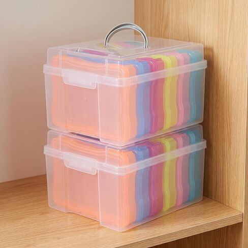 Lurrose 2pcs Plastic Photo Storage Box Organizer for 4x6 Inch Pictures - Photo Organizer Keeper - Seed Storage Transparent Craft Keeper in Kuwait