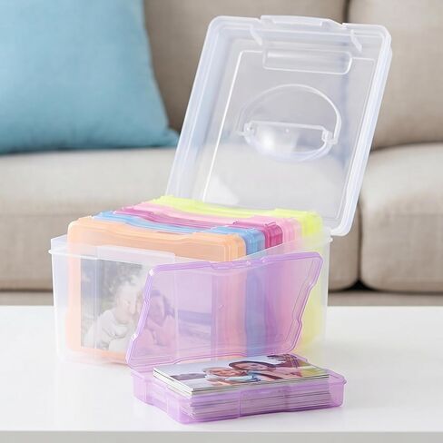 Lurrose 2pcs Plastic Photo Storage Box Organizer for 4x6 Inch Pictures - Photo Organizer Keeper - Seed Storage Transparent Craft Keeper in Kuwait