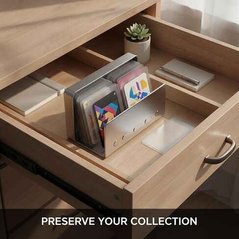 Card Collectors Metal Storage Box with Clear Sleeves for Desktop Organization in Kuwait