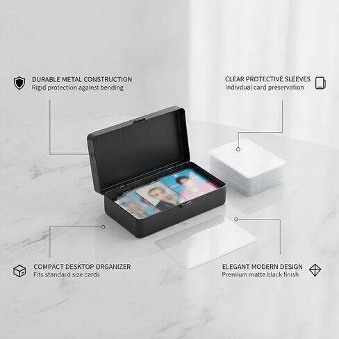 Card Collectors Metal Storage Box with Clear Sleeves for Desktop Organization in Kuwait