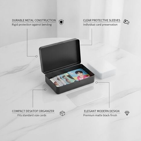 Card Collectors Metal Storage Box with Clear Sleeves for Desktop Organization in Kuwait