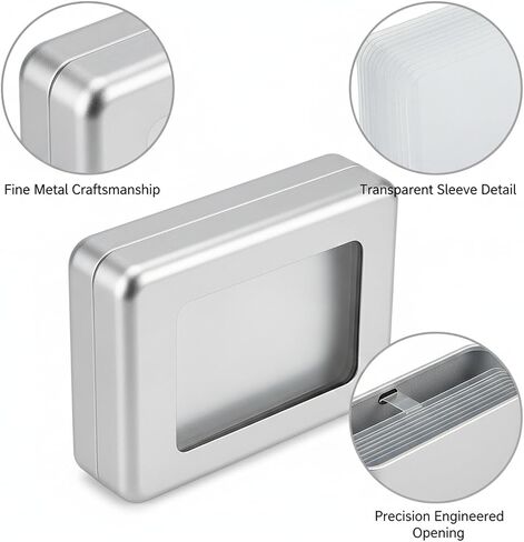 Card Collectors Metal Storage Box with Clear Sleeves for Desktop Organization in Kuwait