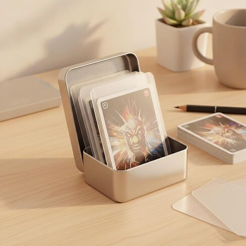 Fits Standard Trading Cards, Metal Storage Box with Clear Protective Sleeves in Kuwait
