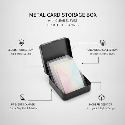 Fits Standard Trading Cards, Metal Storage Box with Clear Protective Sleeves in Kuwait