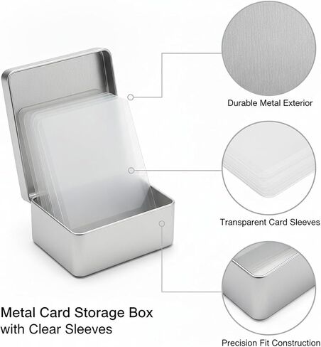 Fits Standard Trading Cards, Metal Storage Box with Clear Protective Sleeves in Kuwait