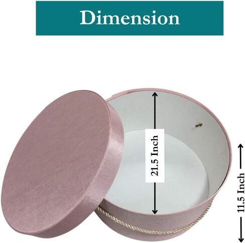 Sarah's Hat Boxes Classic Pink Hat Box – 21.5" x 11.5" (Dia. x Ht.) Handmade in USA – Odorless Non-Toxic Adhesive, Cording Handle – Premium Storage for Hats & Accessories in Kuwait