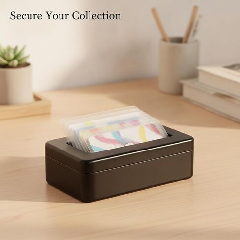 Metal Card Storage Box with Clear Sleeves for Cards, Desktop Organizer in Kuwait