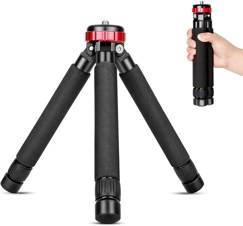 Koolehaoda Camera Mini Tripod Table Stand - Compact Aluminum Desktop Tripod | 1/4" & 3/8" Screw Mount, Compatible with DSLR Camera, Monopod, Tripod Head, Gimbal Stabilizer, Lightweight Portable Stand in Kuwait