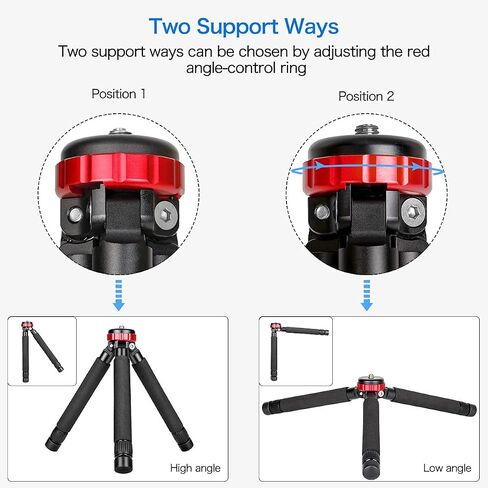 Koolehaoda Camera Mini Tripod Table Stand - Compact Aluminum Desktop Tripod | 1/4" & 3/8" Screw Mount, Compatible with DSLR Camera, Monopod, Tripod Head, Gimbal Stabilizer, Lightweight Portable Stand in Kuwait