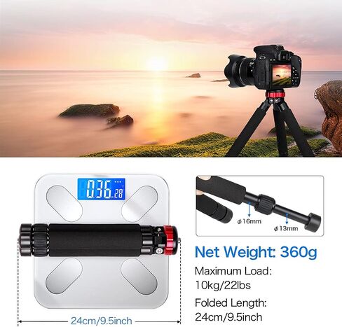 Koolehaoda Camera Mini Tripod Table Stand - Compact Aluminum Desktop Tripod | 1/4" & 3/8" Screw Mount, Compatible with DSLR Camera, Monopod, Tripod Head, Gimbal Stabilizer, Lightweight Portable Stand in Kuwait