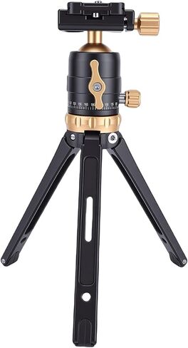 Yunseity Desktop Tripod Stand, Adjustable 35 70 Dual Angle 130 200mm Height 360 Rotating Base with Arca S Plate, for DSLR Mirrorless Camera Vlog Video Photography (Gold) in Kuwait