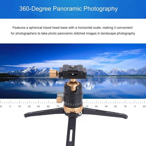 Yunseity Desktop Tripod Stand, Adjustable 35 70 Dual Angle 130 200mm Height 360 Rotating Base with Arca S Plate, for DSLR Mirrorless Camera Vlog Video Photography (Gold) in Kuwait