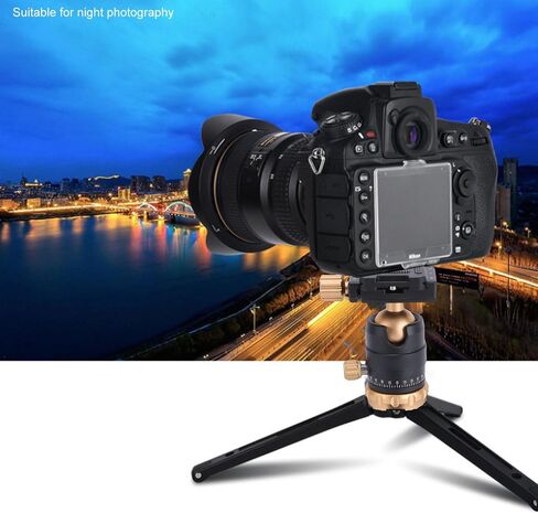 Yunseity Desktop Tripod Stand, Adjustable 35 70 Dual Angle 130 200mm Height 360 Rotating Base with Arca S Plate, for DSLR Mirrorless Camera Vlog Video Photography (Gold) in Kuwait