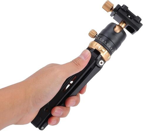 Yunseity Desktop Tripod Stand, Adjustable 35 70 Dual Angle 130 200mm Height 360 Rotating Base with Arca S Plate, for DSLR Mirrorless Camera Vlog Video Photography (Gold) in Kuwait