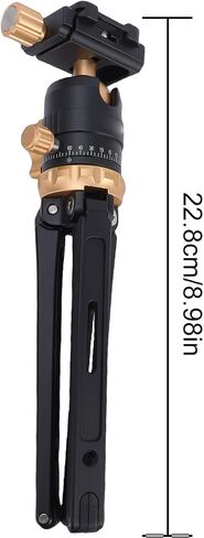 Yunseity Desktop Tripod Stand, Adjustable 35 70 Dual Angle 130 200mm Height 360 Rotating Base with Arca S Plate, for DSLR Mirrorless Camera Vlog Video Photography (Gold) in Kuwait
